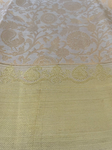 ShopNaya Exclusive | Metallic Brocade Kanchipuram Pure Silk Saree | Beige | Pure Gold Zari | Handwoven | Ships from California